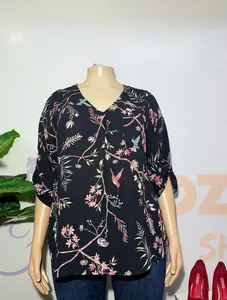 Black Flowered Blouse