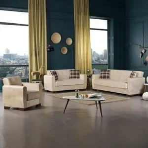 Berato Three Seater Fabric Sofa - Beige