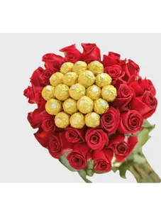Red Roses Bouquet with Round Chocolate Balls