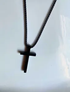 Thick Black Men Cross Necklace