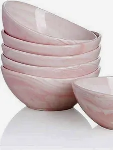 4Pcs Plastic Serving Pots & Salads Bowls-Pink