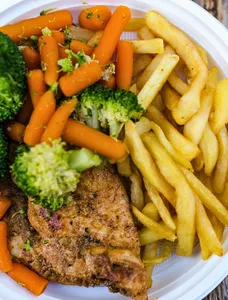 Grilled Chicken Breast, Chips, and Salad