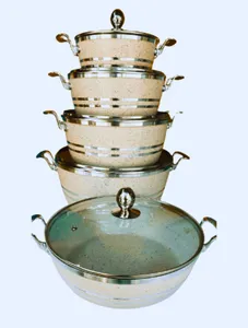 Granite coated nonstick cookware pots (beige)