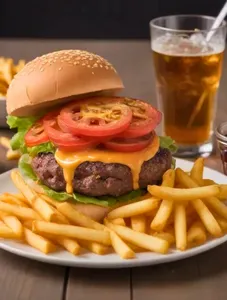 Burger, chips&Soda