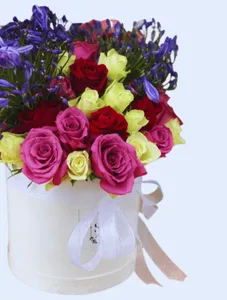 Round Box With Mixed  Flowers