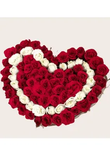 Magical Red & White Bouquet in Heart Arrangment