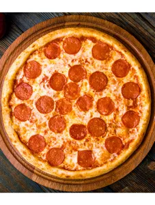 PIZZA WITH PEPPERONI, HAM or CHICKEN