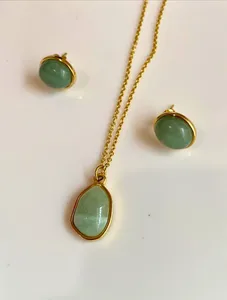 Green Amethyst Necklace and Earrings